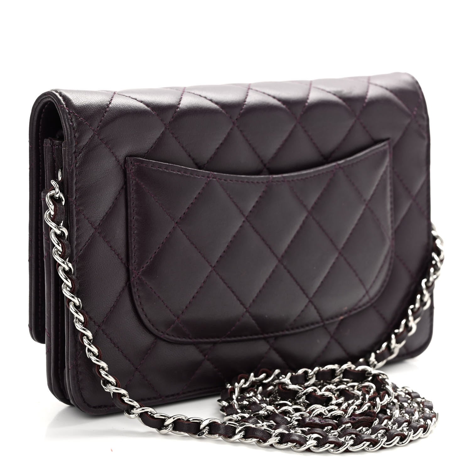Chanel Lambskin Quilted Wallet On Chain WOC Purple 5 of 23