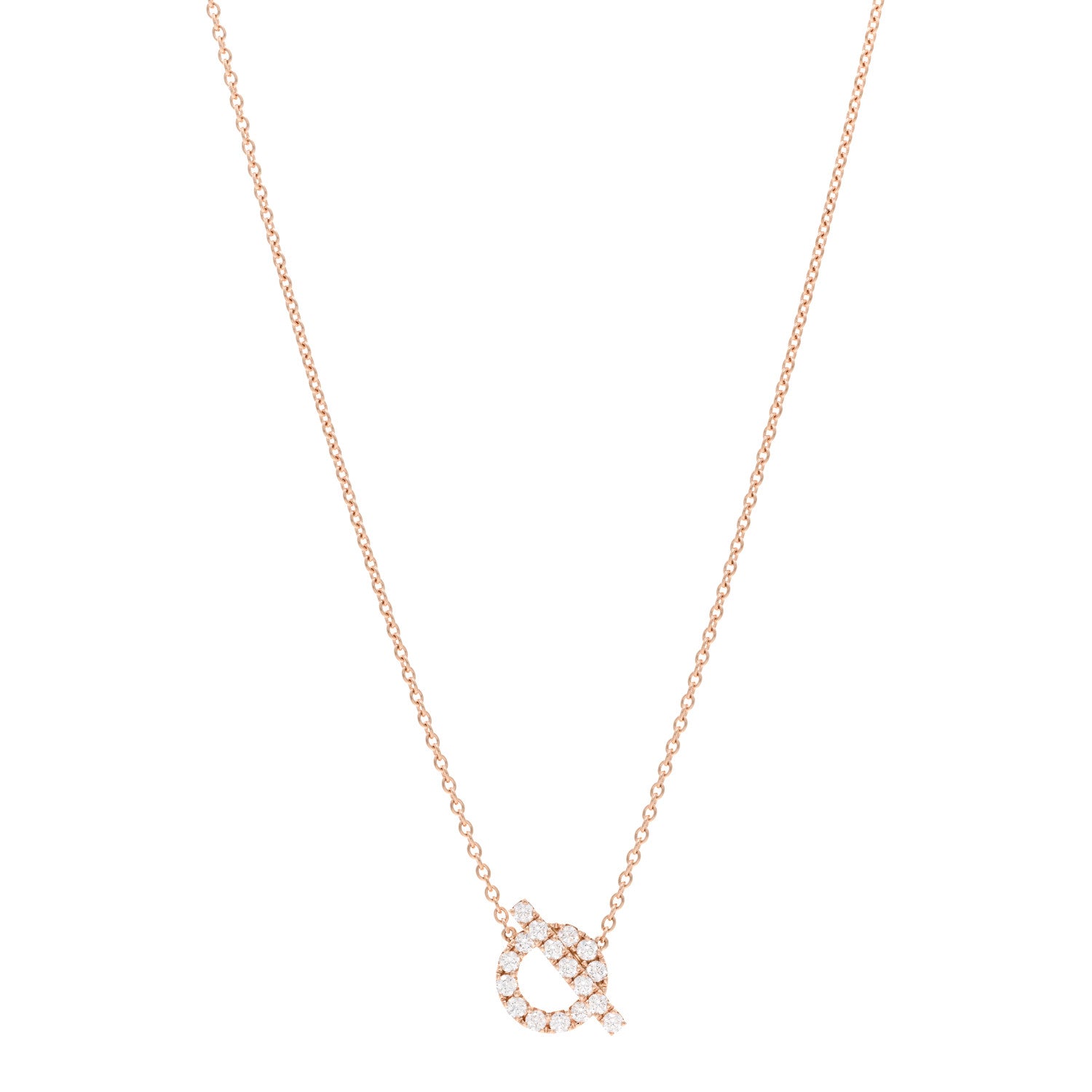 Hermes 18K Rose Gold Diamond Finesse Pendant Necklace 1 of 5