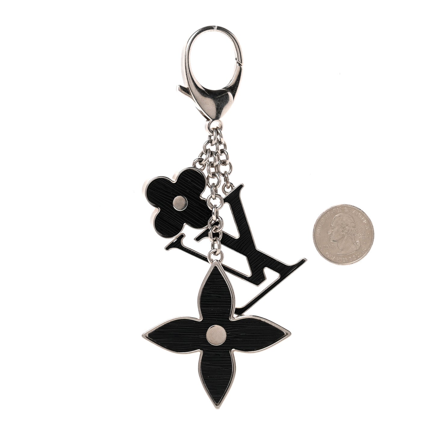 Fleur d Epi Bag Charm Key Holder Black