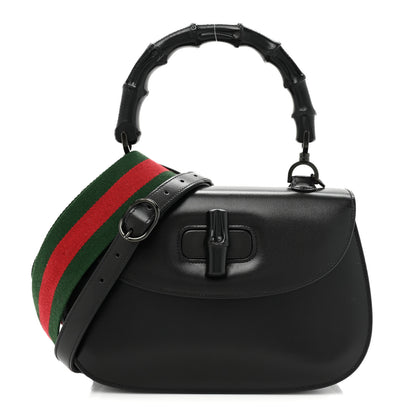 Gucci Boarded Dyana Lux Calfskin Web Monochrome Medium Bamboo 1947 Top Handle Bag Black 1 of 11
