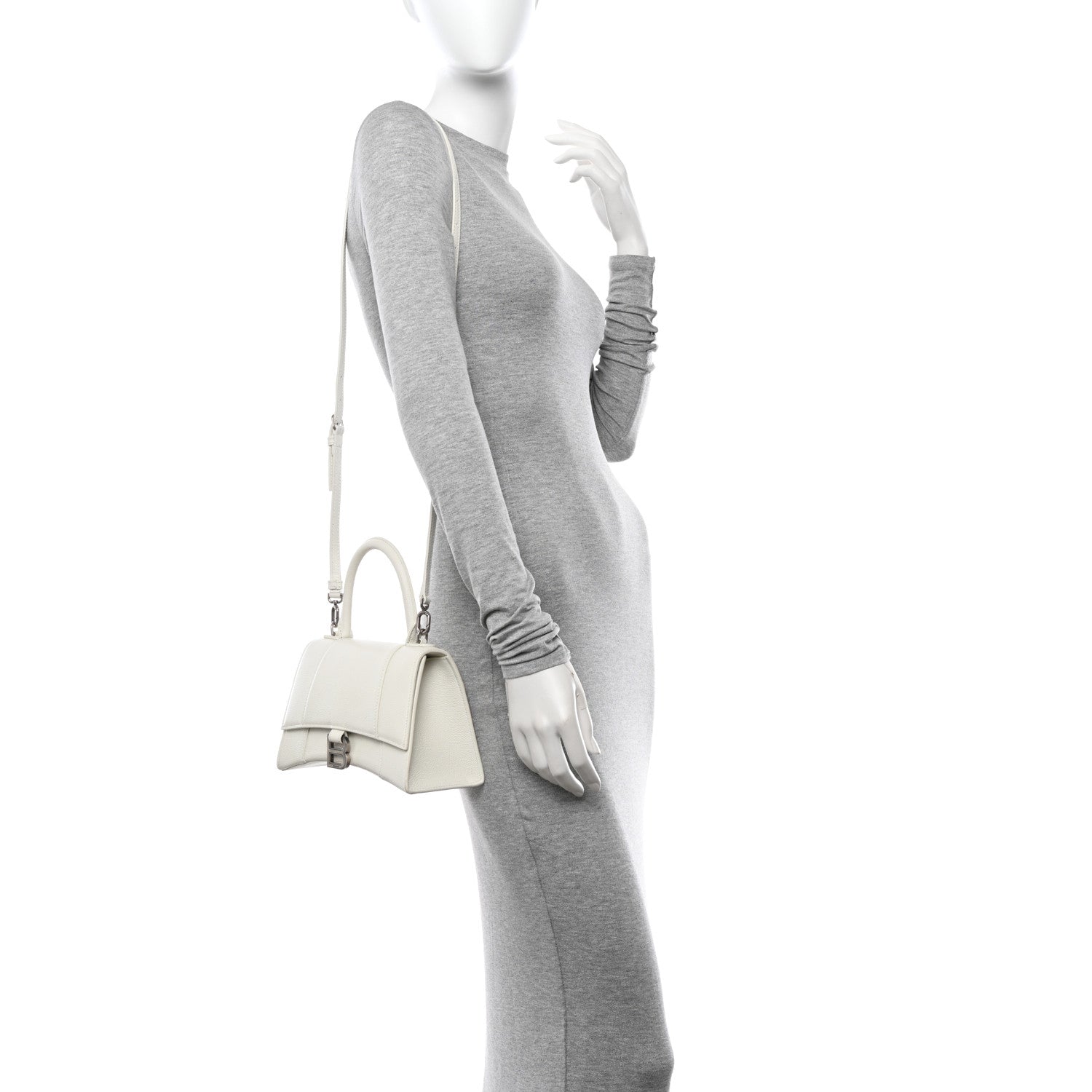 Balenciaga Grained Calfskin Small Hourglass Top Handle Bag White 2 of 10