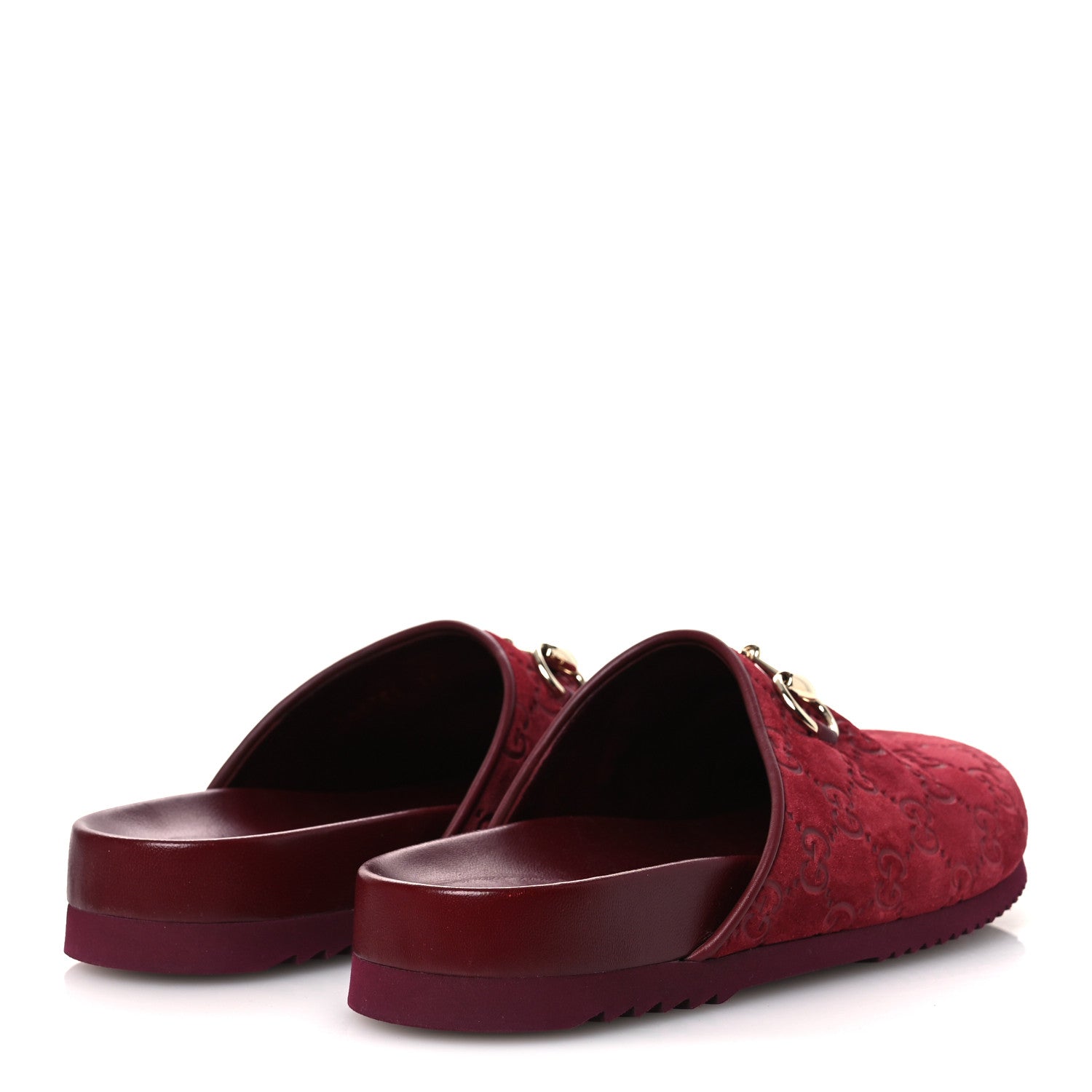 Gucci Luxury Suede Guccissima Miro Soft Womens Horsebit Slippers 38.5 Rosso Ancora 5 of 12