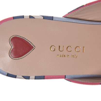 Gucci Satin GG Wallpaper Womens Princetown Slippers 35.5 Pink Flamboyant Blue Black 7 of 9