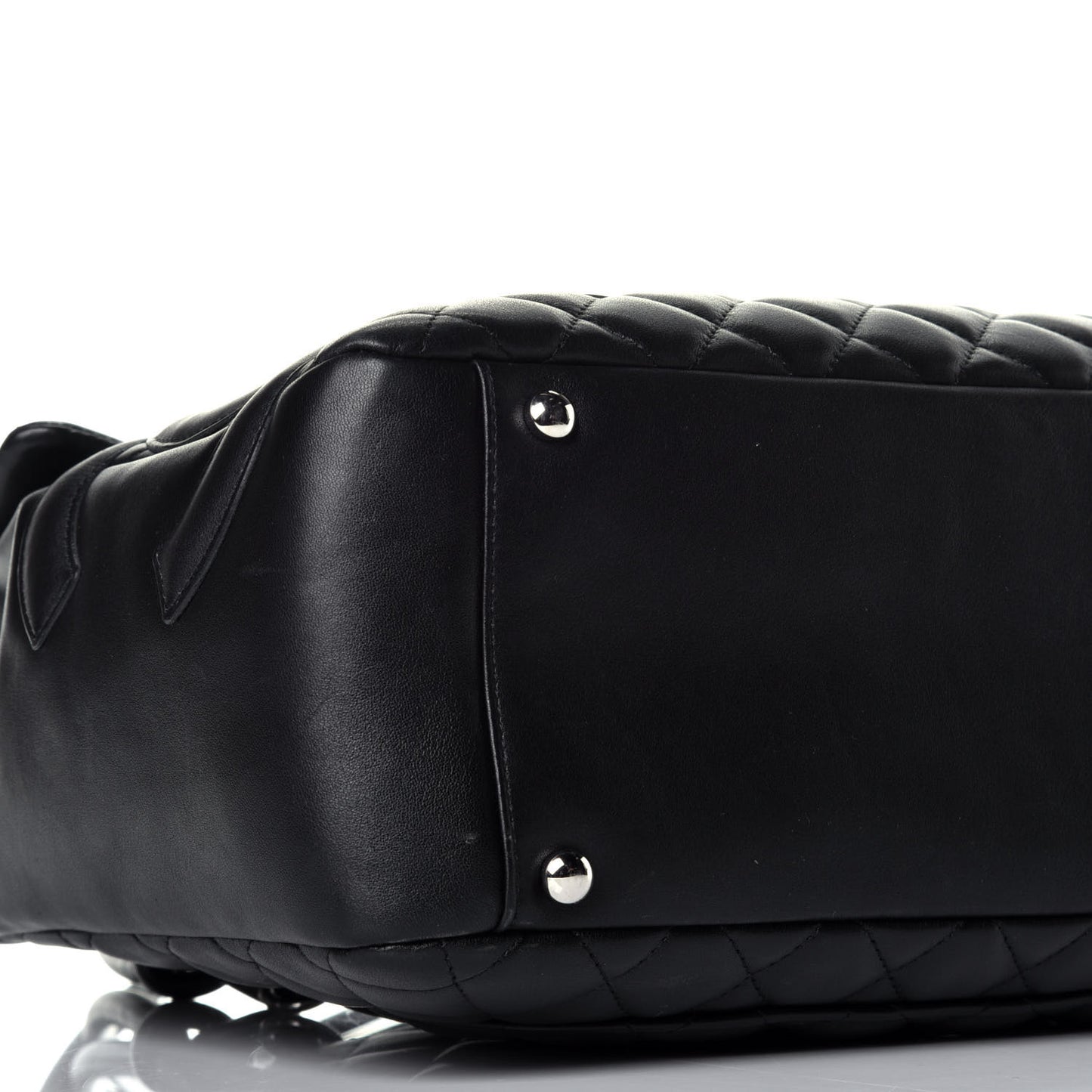 Calfskin Quilted Large Cambon Flap Black