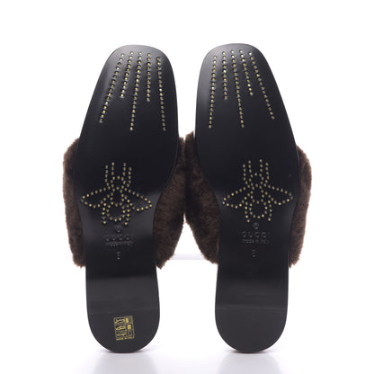 Gucci Malaga Kid Faux Fur Mens Lawrence Slippers 8 Black 7 of 10