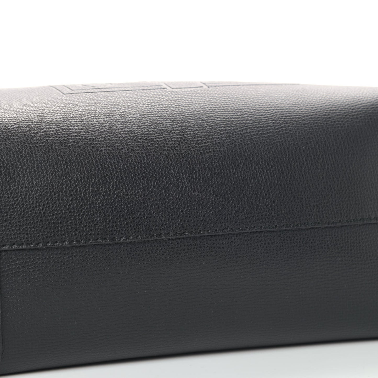 Calfskin TB Motif Embossed Medium Tote Black