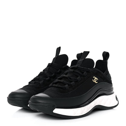 Chanel Velvet Calfskin Mixed Fibers CC Sneakers 38 Black 3 of 9