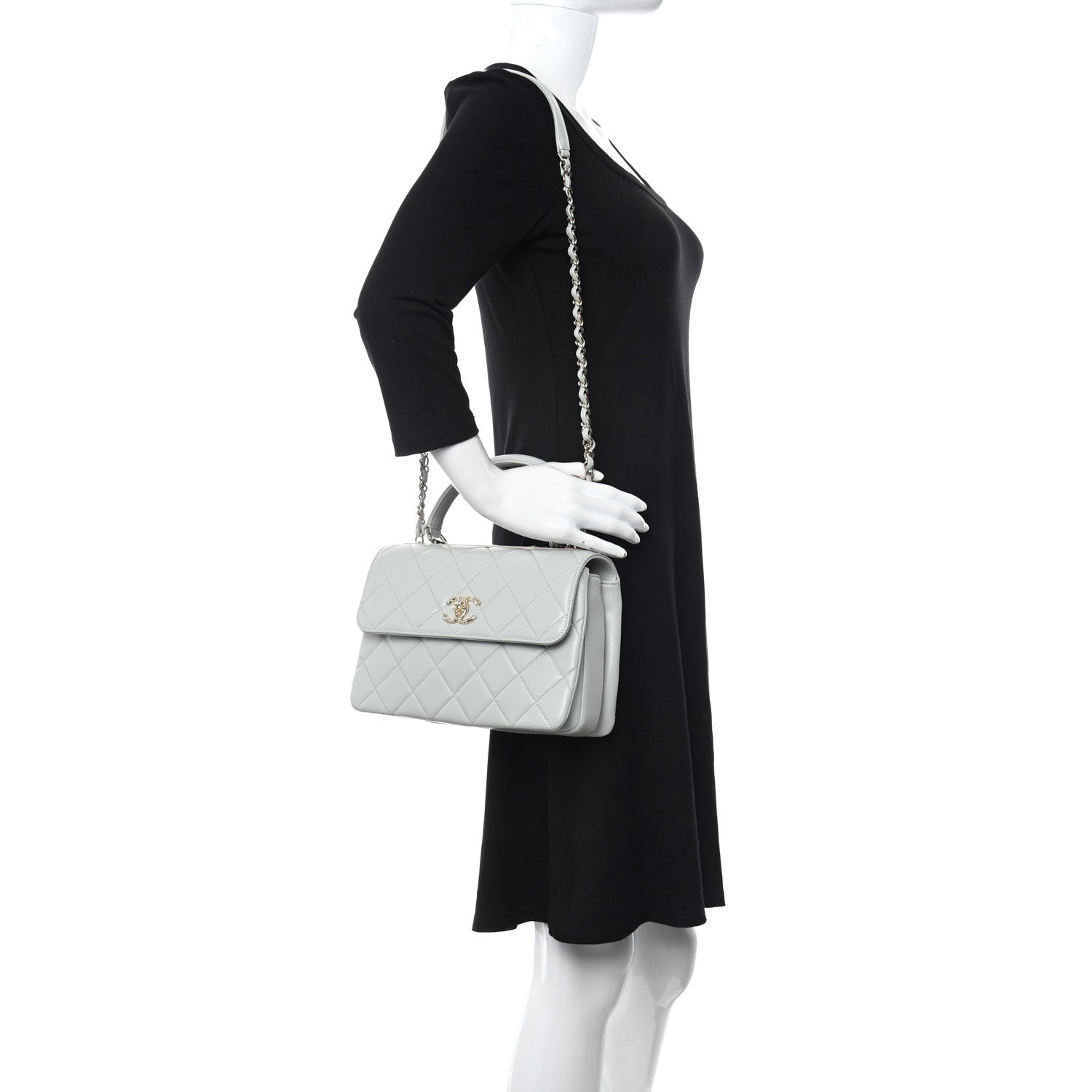 Chanel Lambskin Quilted Small Trendy CC Flap Dual Handle Bag Light Grey 2 of 12