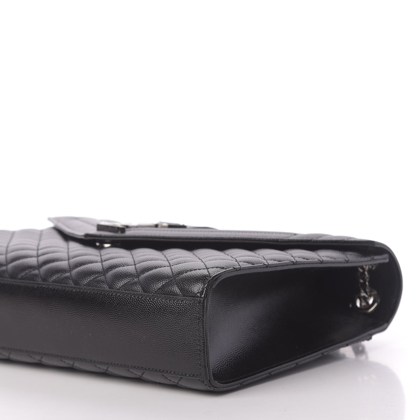 Grain De Poudre Textured Mixed Matelasse Large Triquilt Monogram Satchel Black