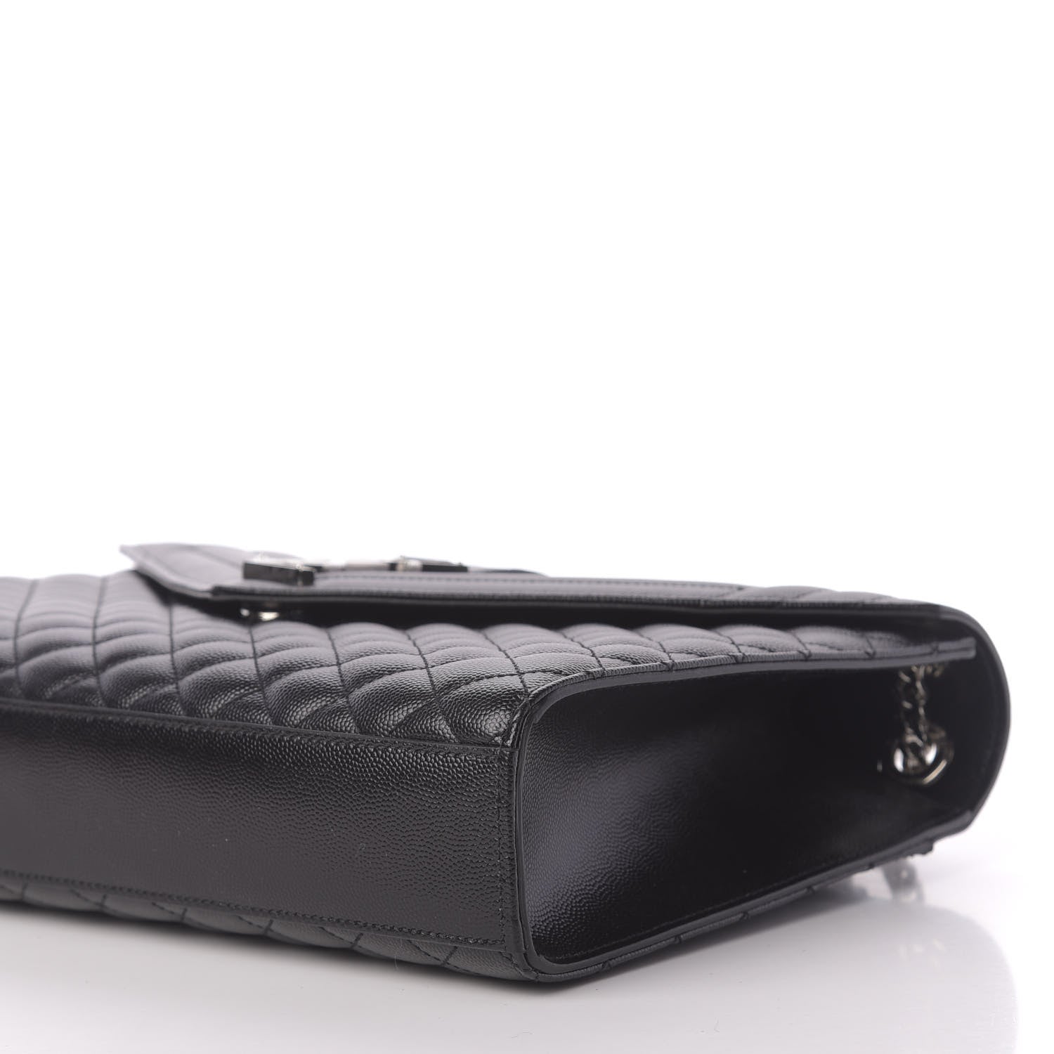 Saint Laurent Grain De Poudre Textured Mixed Matelasse Large Triquilt Monogram Satchel Black 7 of 10