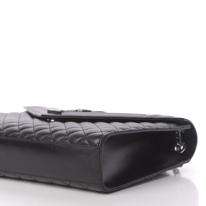 Saint Laurent Grain De Poudre Textured Mixed Matelasse Large Triquilt Monogram Satchel Black 7 of 10
