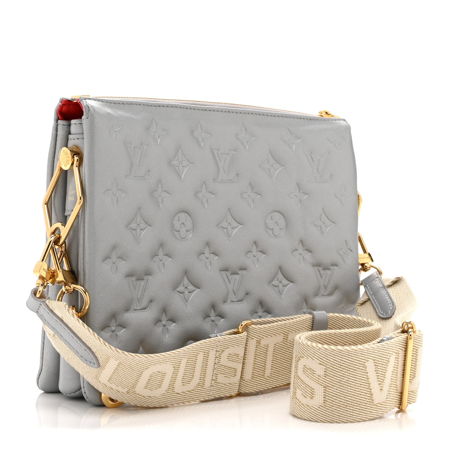 Lambskin Embossed Monogram Coussin PM Silver