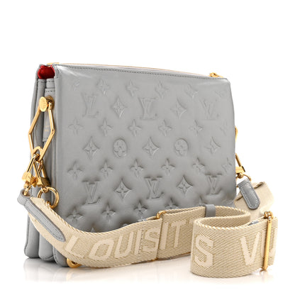 Louis Vuitton Lambskin Embossed Monogram Coussin PM Silver 3 of 9