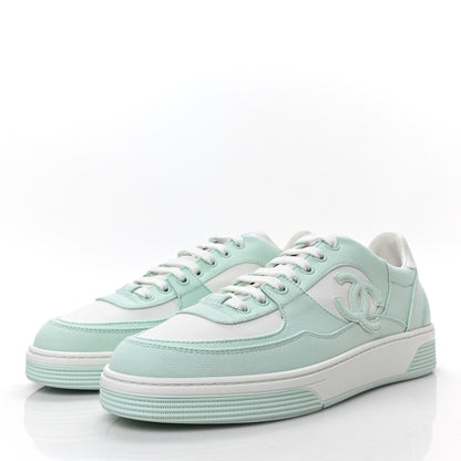 Chanel Cotton Sneakers 41 Light Turquoise White 3 of 7