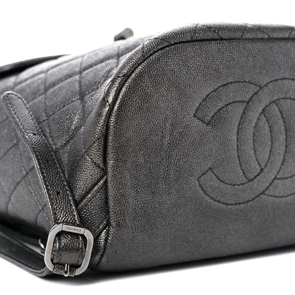 Chanel Metallic Caviar Quilted Filigree Backpack Dark Silver 7 of 11