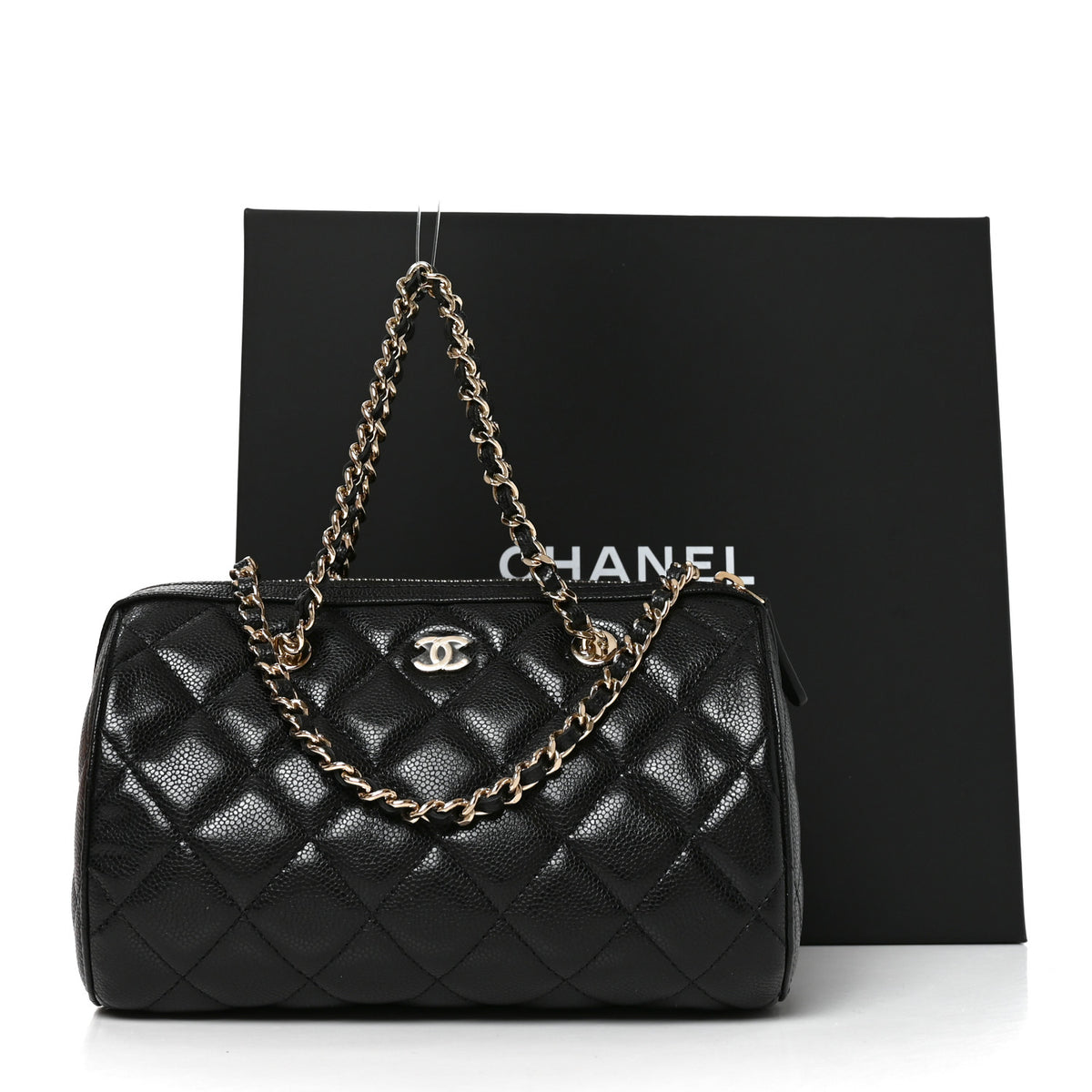 Chanel Caviar Quilted Barrel Clutch With Chain  Black 11 of 11