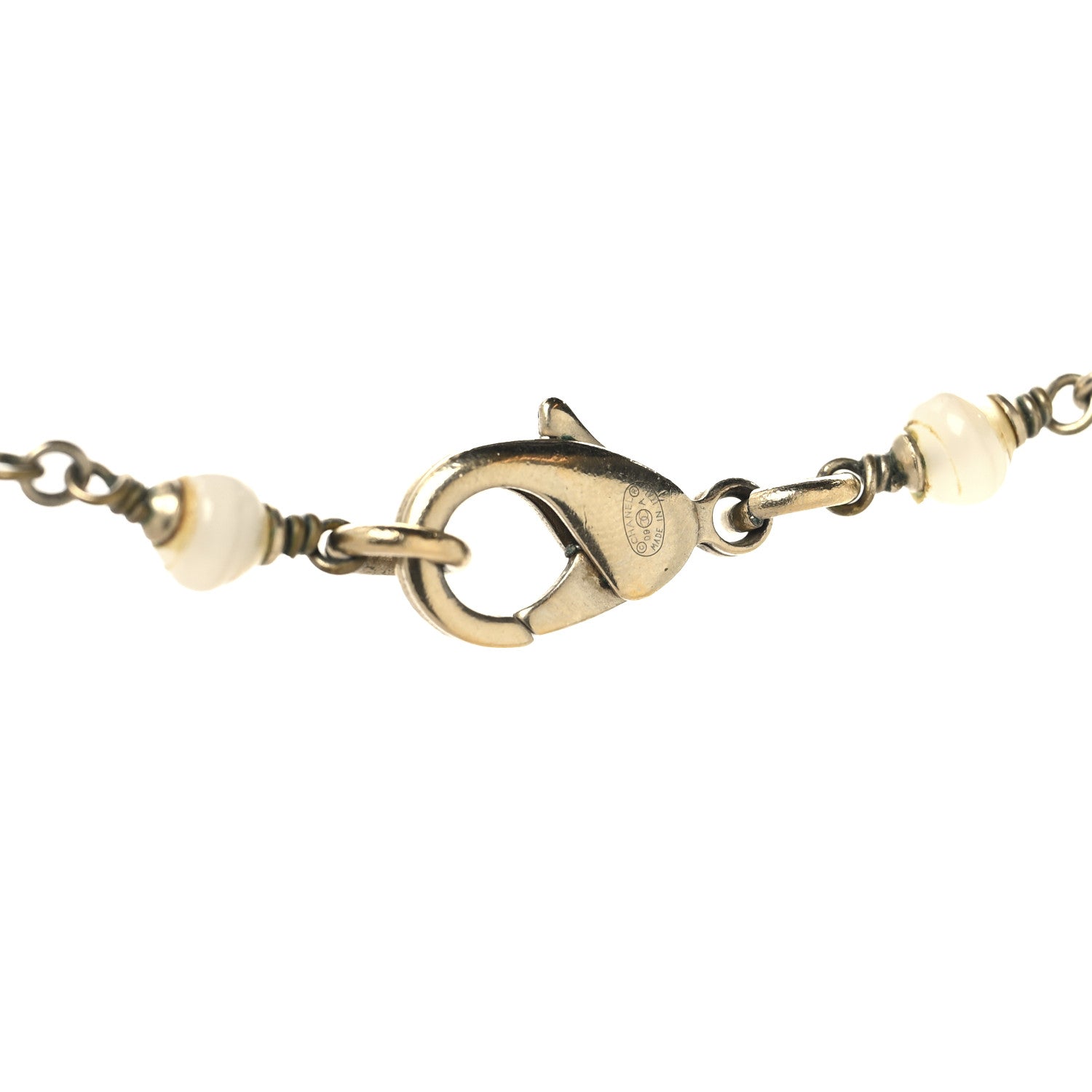 Chanel Beaded Enamel CC Necklace Gold 4 of 4