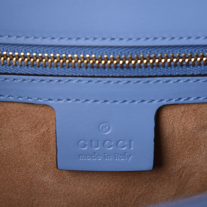 Gucci Calfskin Embroidered Medium Sylvie Top Handle Bag Clear Sky Blue 6 of 10