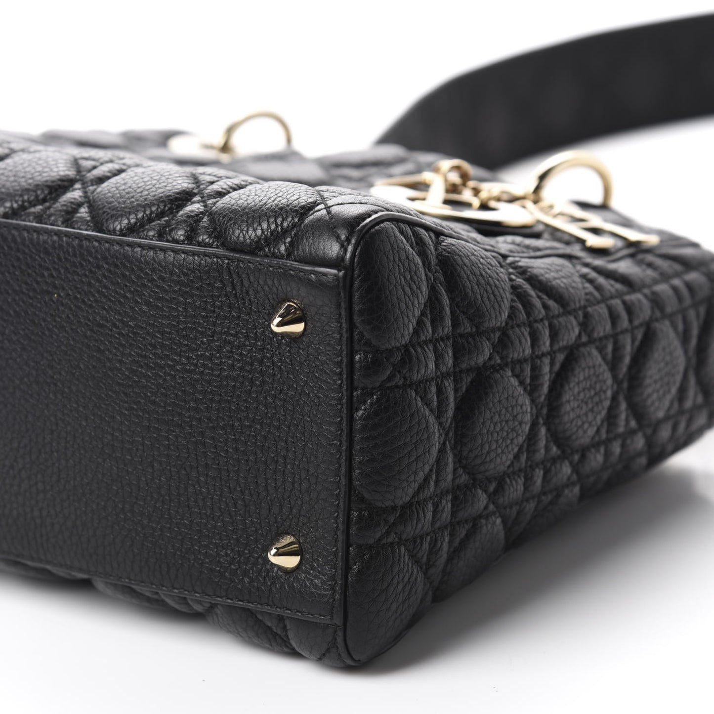 Grained Calfskin Cannage Medium Supple Lady Dior Black