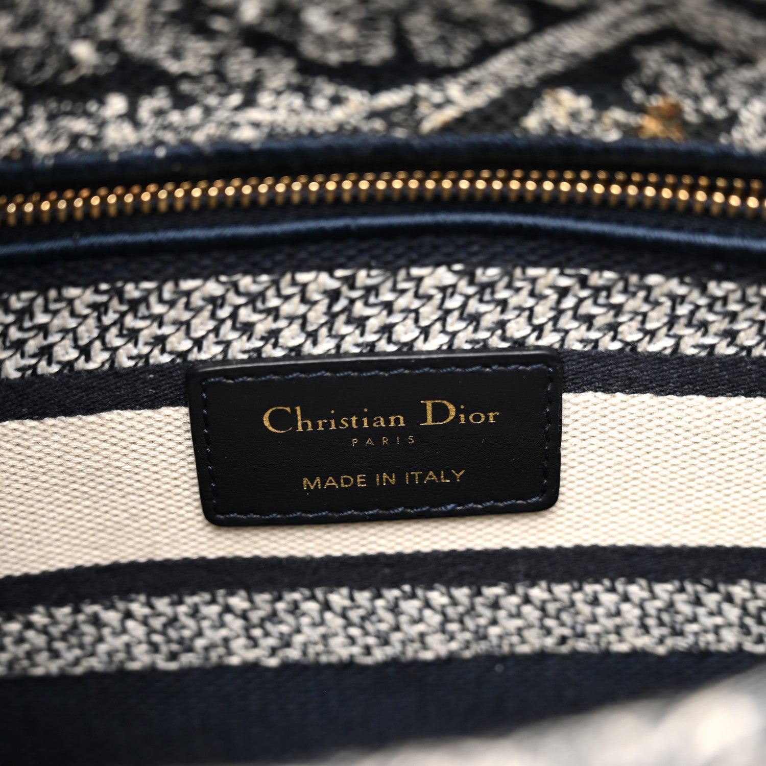 Christian Dior Canvas Toile De Jouy Reverse Embroidered Medium Lady D-Lite Navy 6 of 10