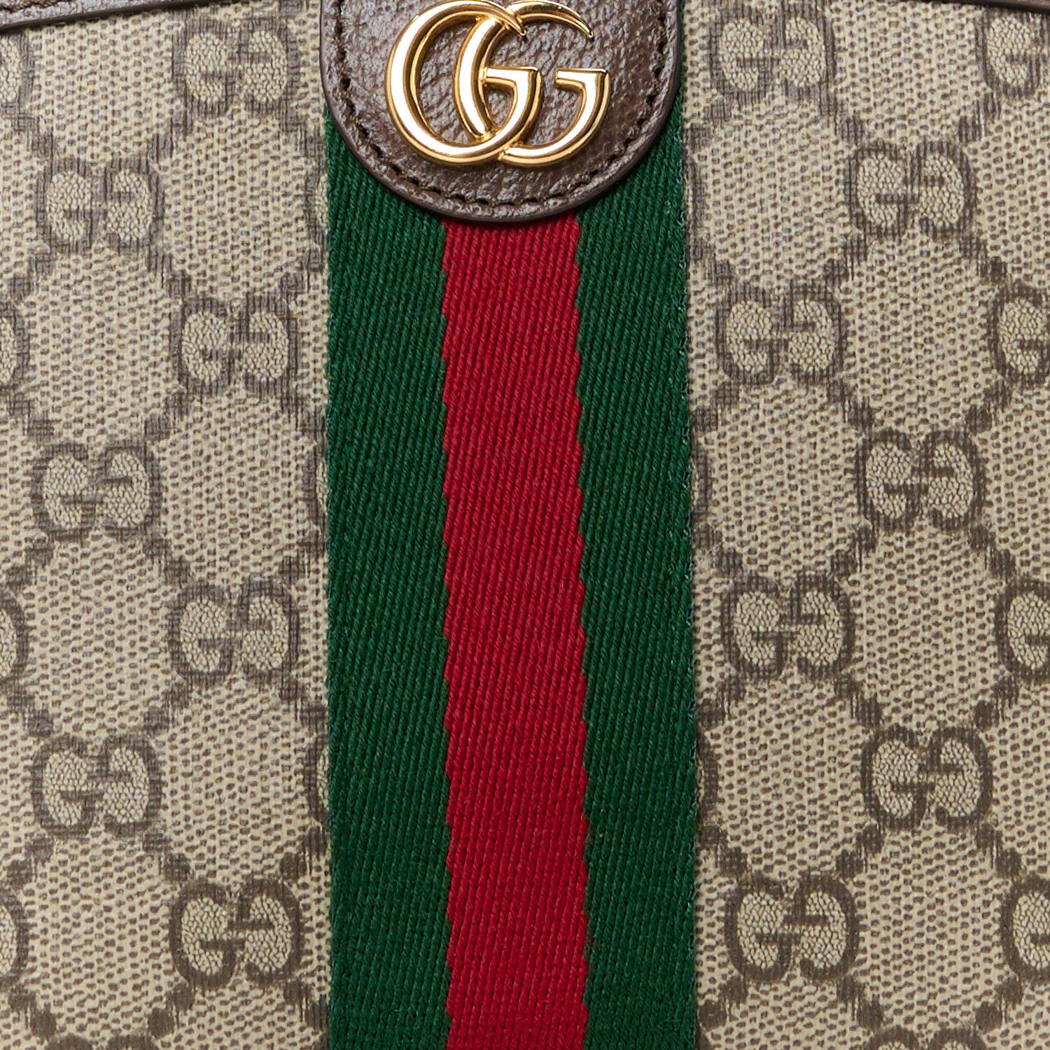 Gucci GG Supreme Monogram Textured Calfskin Web Large Ophidia Cosmetic Case Beige Ebony New Acero 8 of 10