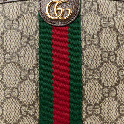 Gucci GG Supreme Monogram Textured Calfskin Web Large Ophidia Cosmetic Case Beige Ebony New Acero 8 of 10