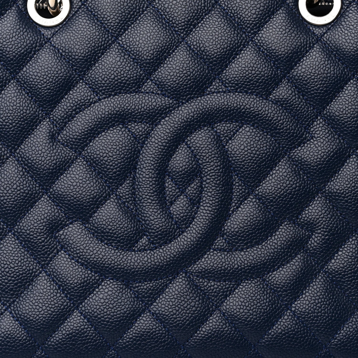 Chanel Caviar Quilted Grand Shopping Tote GST Dark Blue 8 of 13