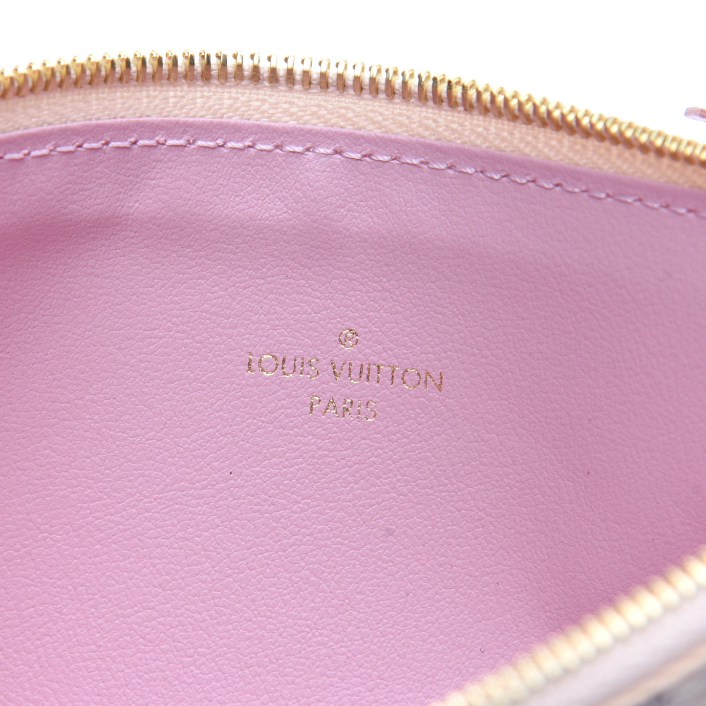 Damier Azur Felicie Chain Wallet Zippered Insert Rose Ballerine