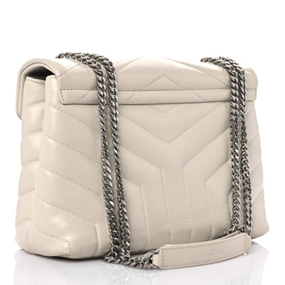 Saint Laurent Calfskin Y Quilted Monogram Small Loulou Chain Satchel Ivory 2 of 10