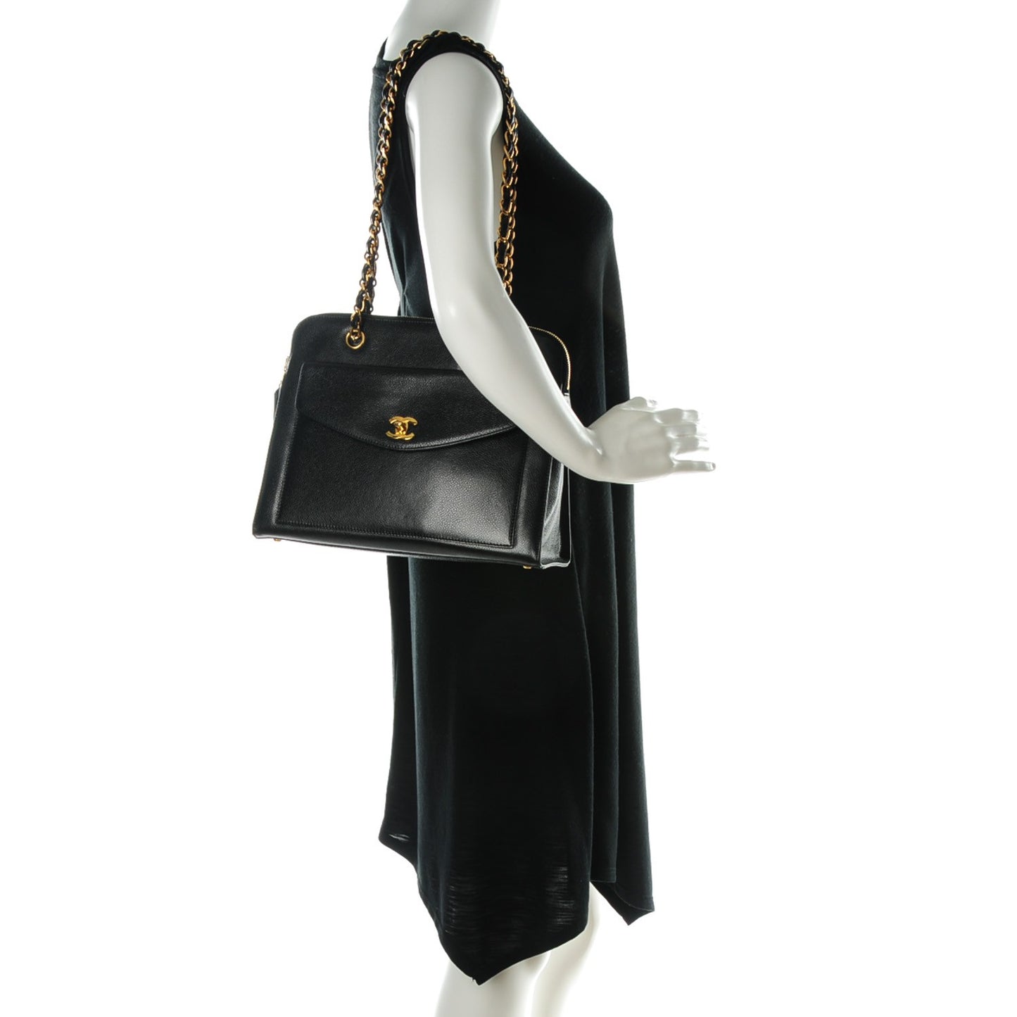 Caviar Flap Shoulder Bag Black