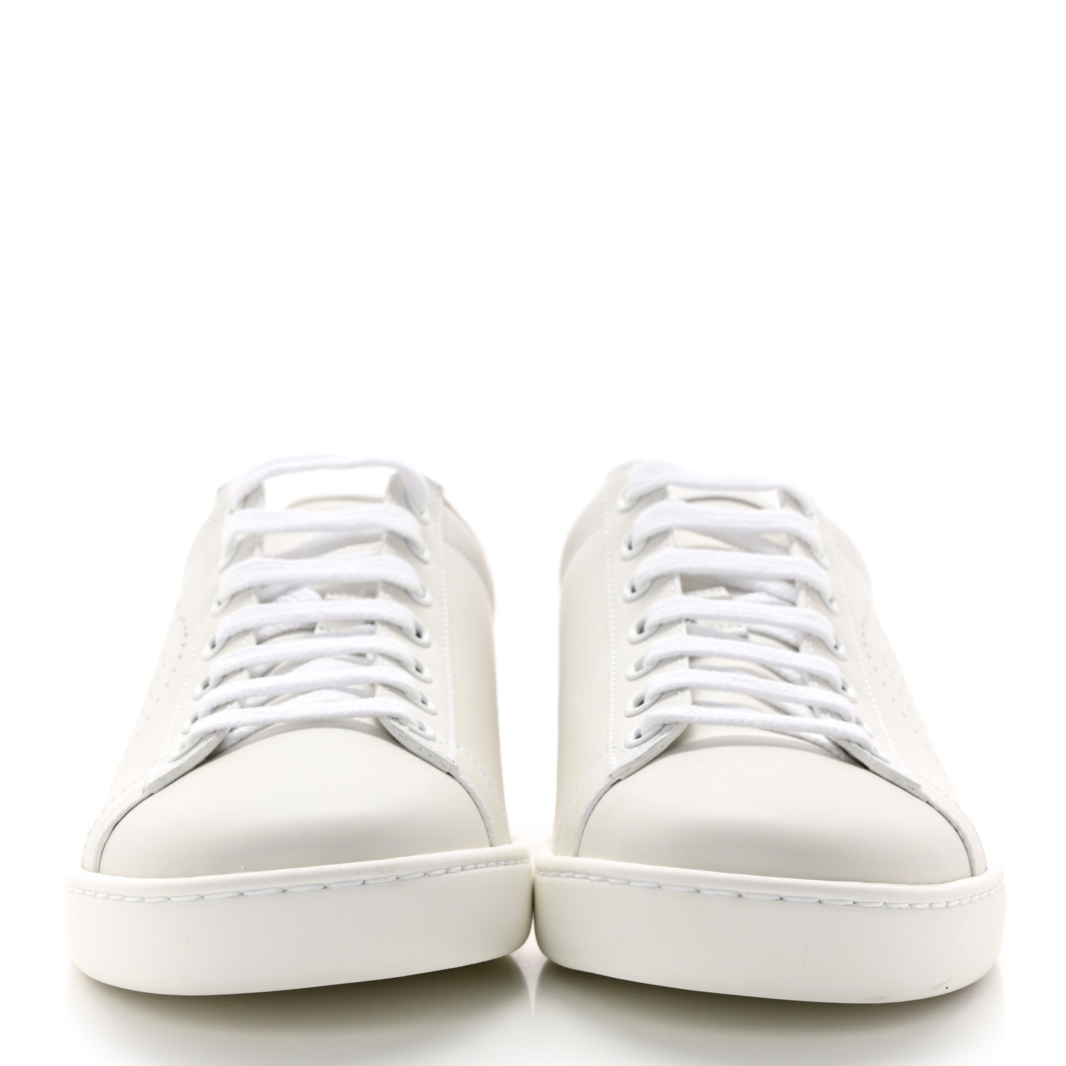 Gucci Calfskin Interlocking G Perforated Womens Ace Sneakers 37 White Grey Sky 2 of 12