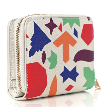 Saint Laurent Grained Calfskin Paris Compact Zip Around Wallet White Multicolor 3 of 10