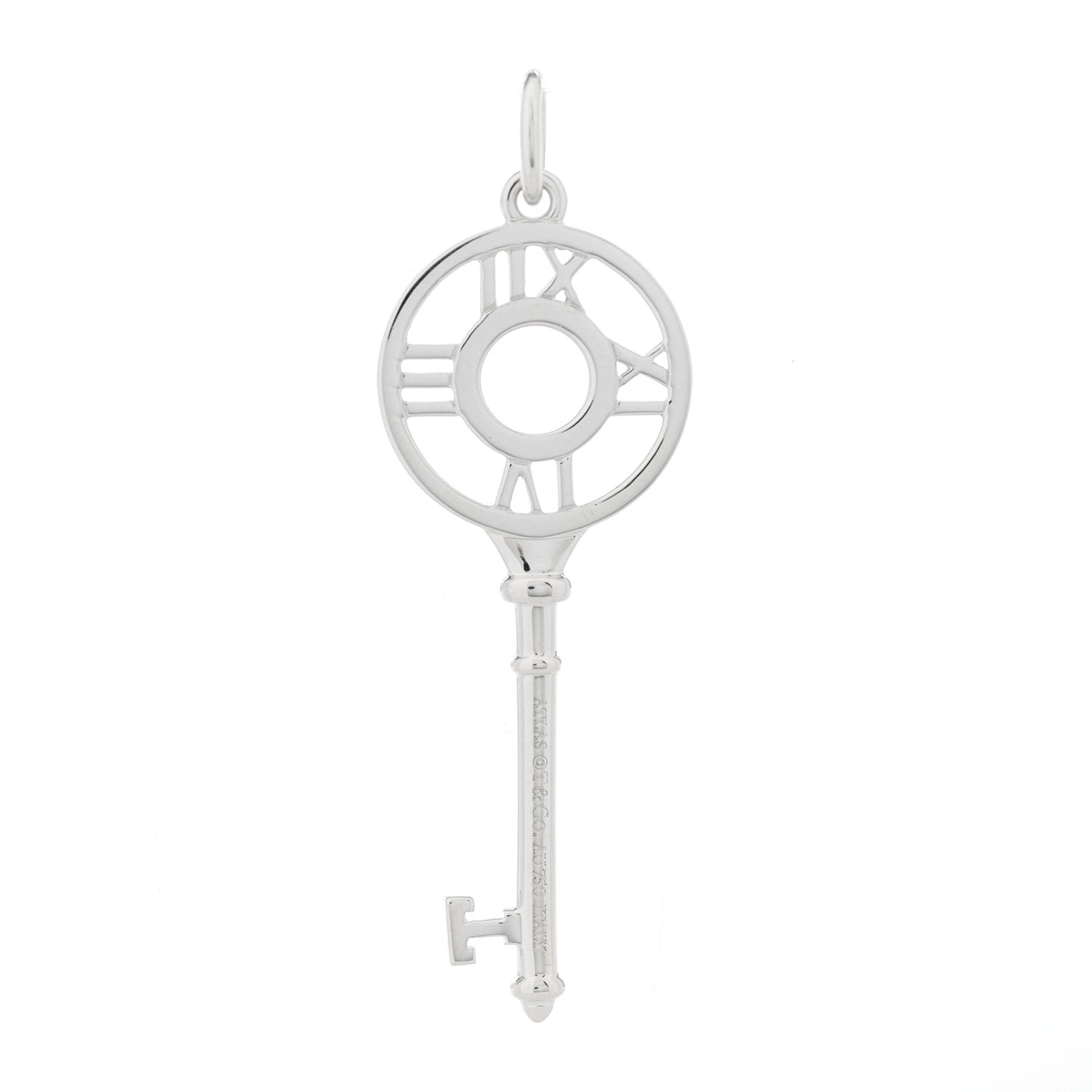 Tiffany 18K White Gold Diamond Atlas Key Pendant 3 of 4