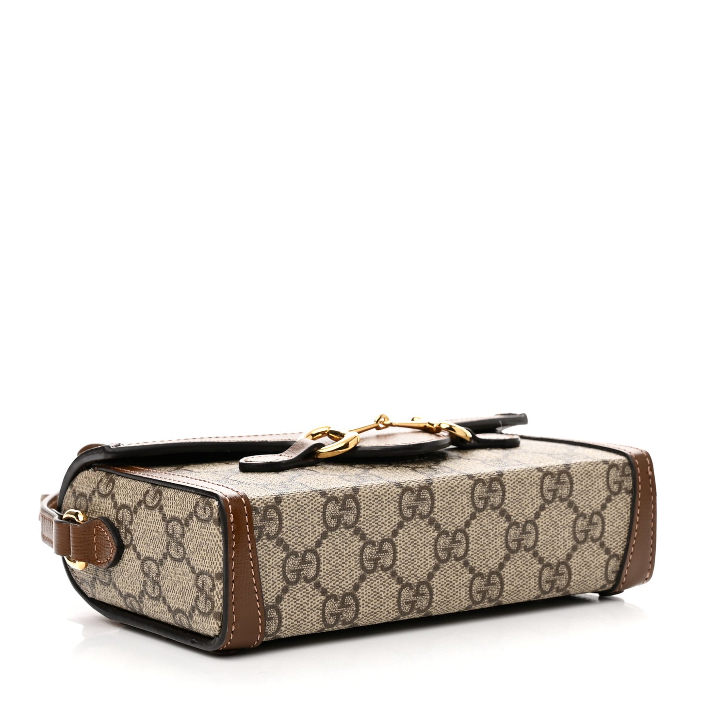 GG Supreme Monogram Mini Horsebit 1955 Shoulder Bag Beige Brown Sugar