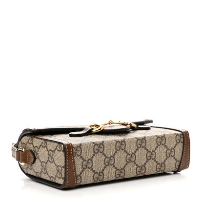 Gucci GG Supreme Monogram Mini Horsebit 1955 Shoulder Bag Beige Brown Sugar 3 of 9