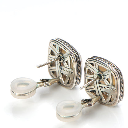 David Yurman Sterling Silver Mother of Pearl Diamond 11mm Albion Earrings 4 of 4
