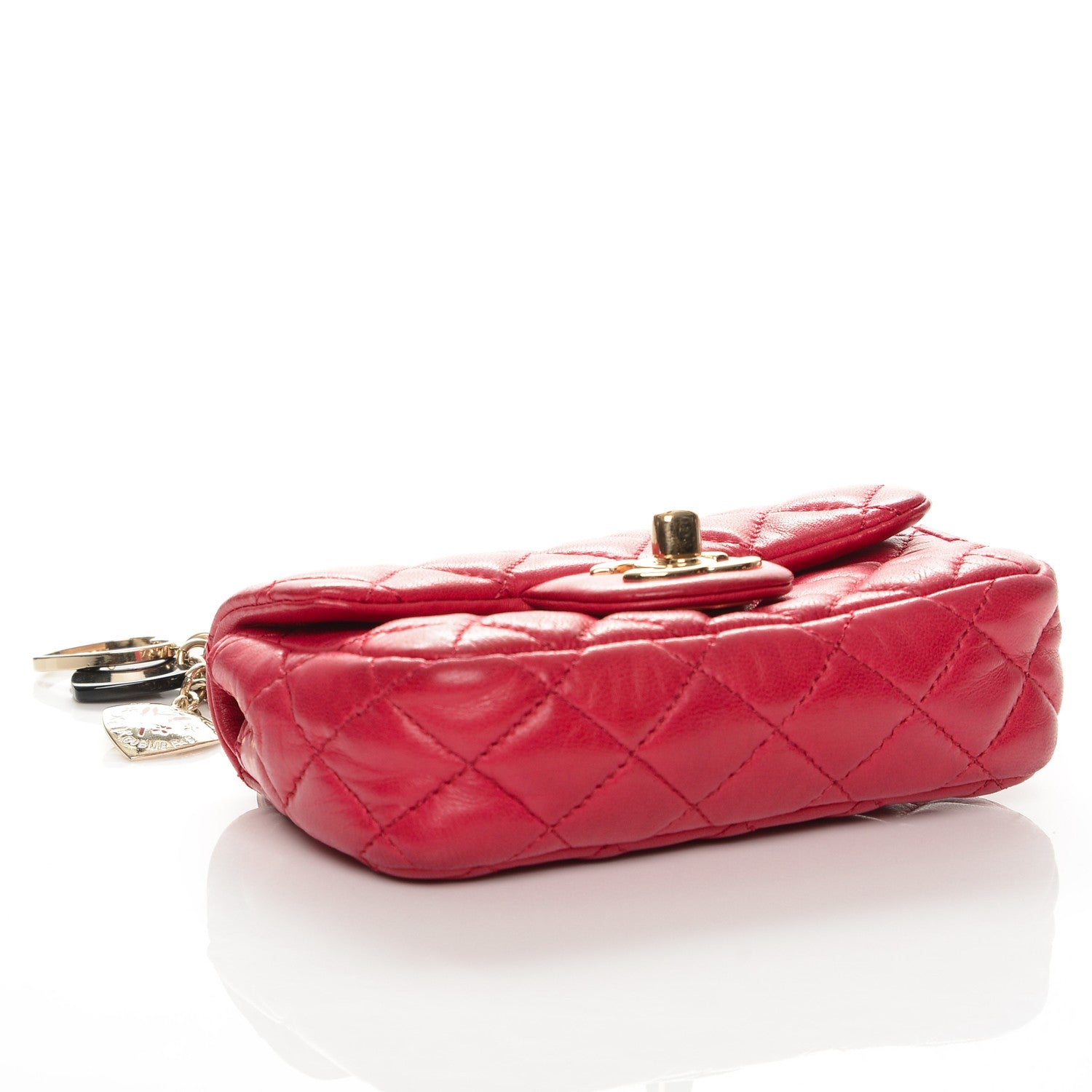 Chanel Lambskin Quilted Extra Mini Flap Heart Valentine Charms Red 4 of 9
