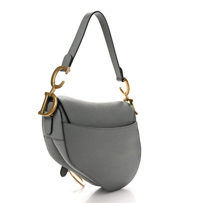 Christian Dior Grained Calfskin Saddle Bag Grey Stone 3 of 10