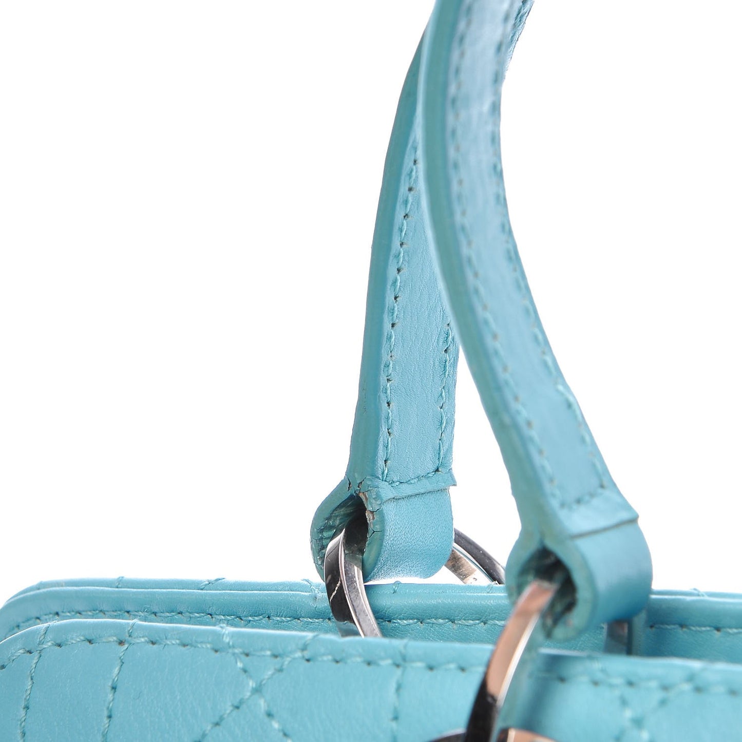 Calfskin Cannage Tote Turquoise