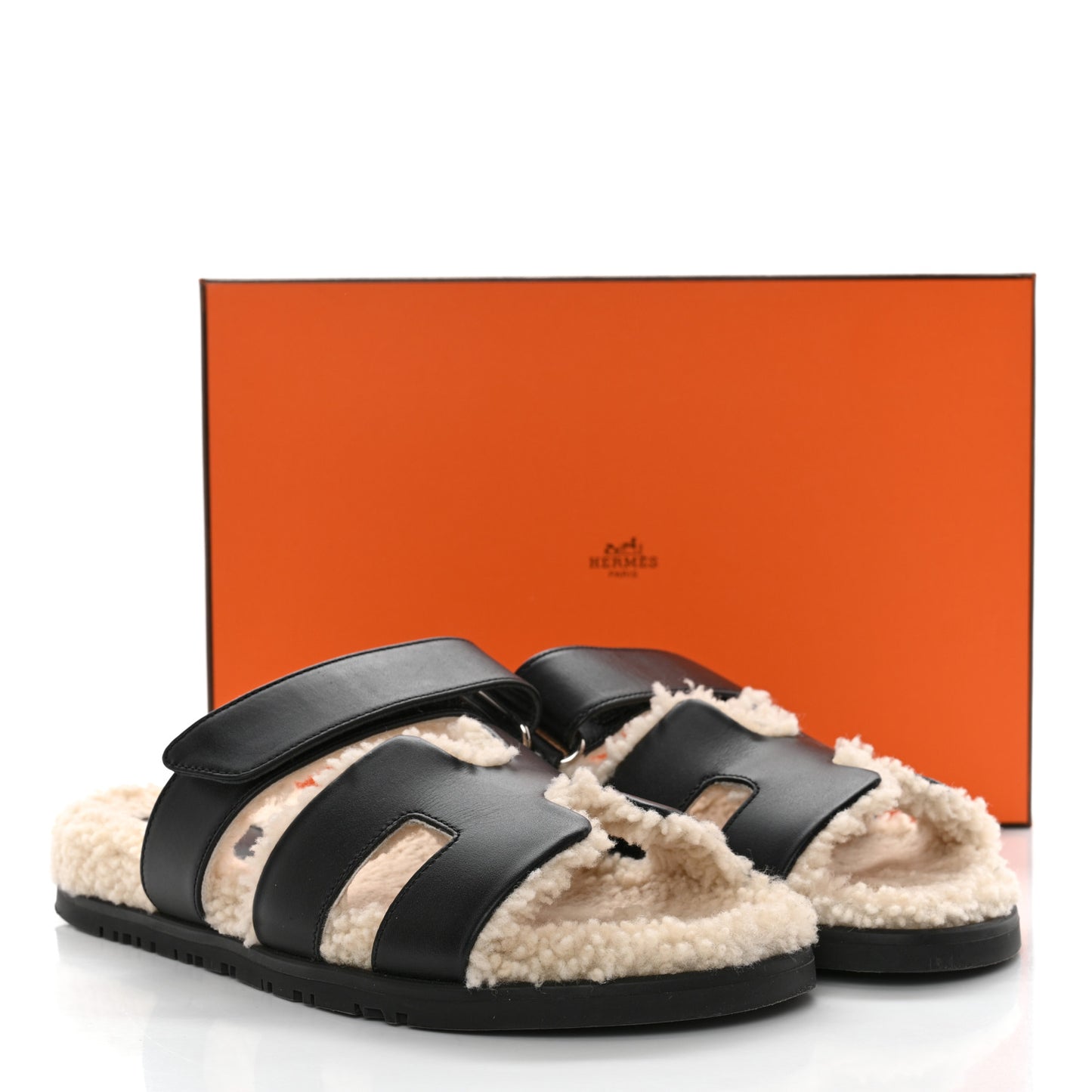 Calfskin Woolskin Womens Chypre Sandals 37.5 Black Ecru