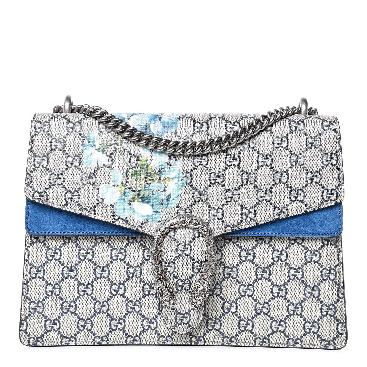 GG Supreme Monogram Blooms Medium Dionysus Shoulder Bag Beige Navy Vintage Blue