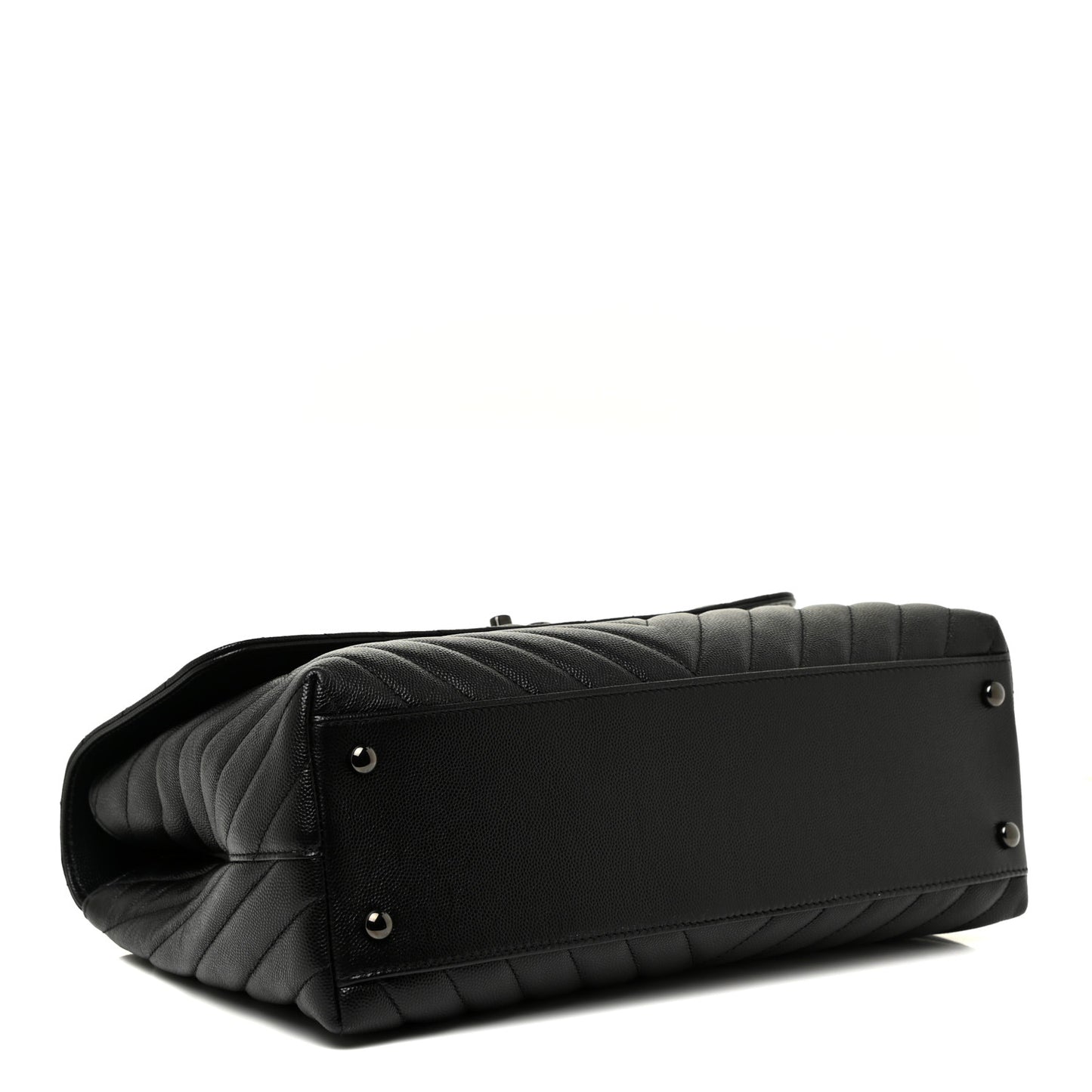 Caviar Chevron Quilted Medium Coco Handle Flap So Black