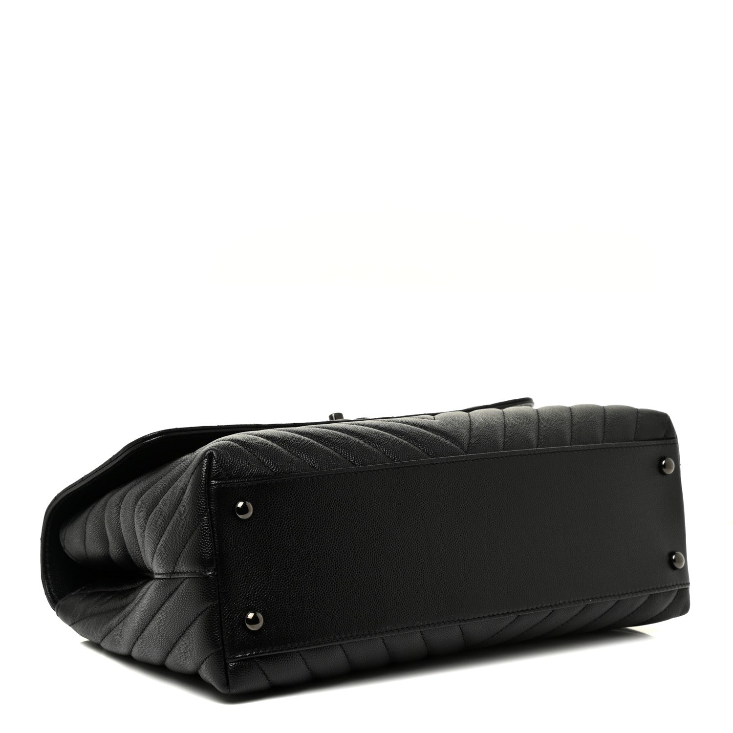 Chanel Caviar Chevron Quilted Medium Coco Handle Flap So Black 4 of 13