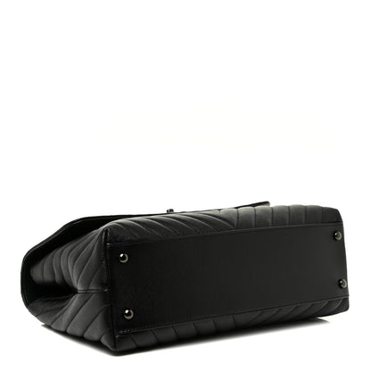Chanel Caviar Chevron Quilted Medium Coco Handle Flap So Black 4 of 13