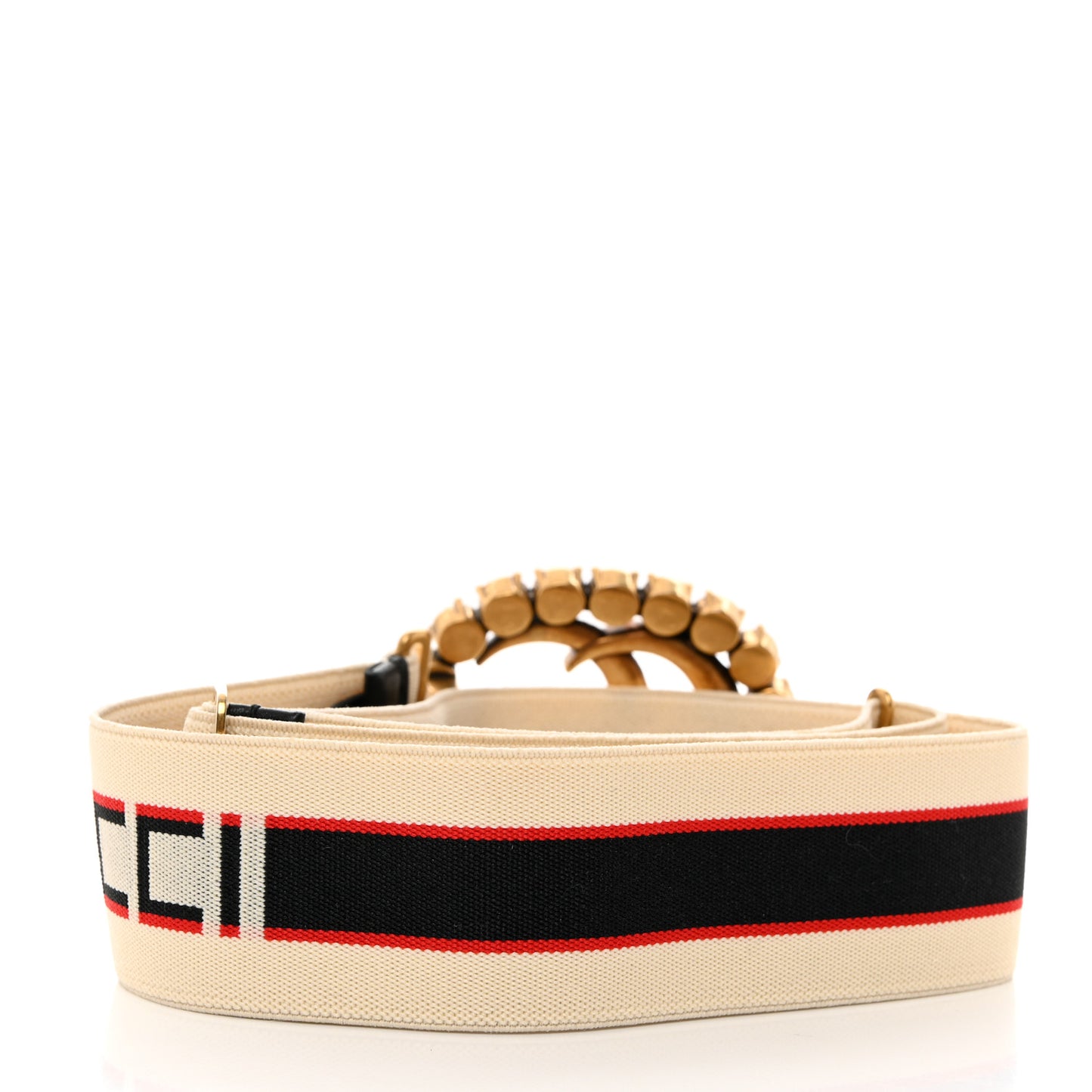 Jacquard Crystal Stripe Double G Belt 70 28 White
