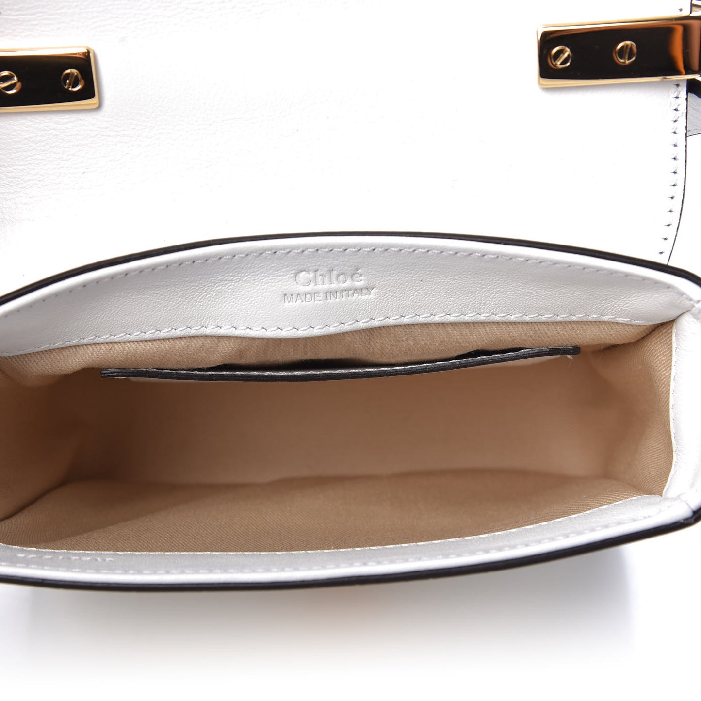 Calfskin Crocodile Embossed Mini C Double Carry Brilliant White