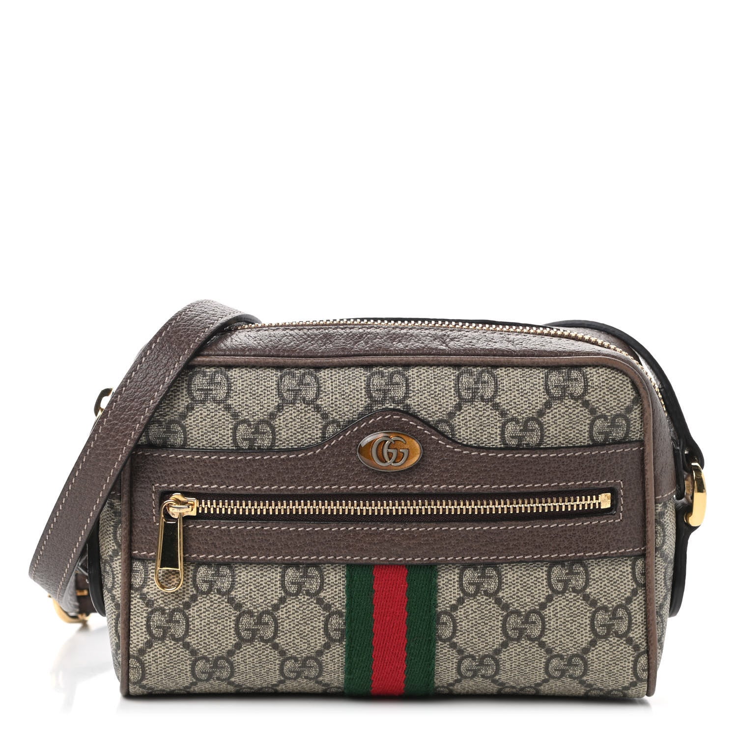 Gucci GG Supreme Monogram Web Mini Ophidia Shoulder Bag Brown 1 of 8