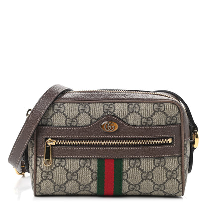 Gucci GG Supreme Monogram Web Mini Ophidia Shoulder Bag Brown 1 of 8