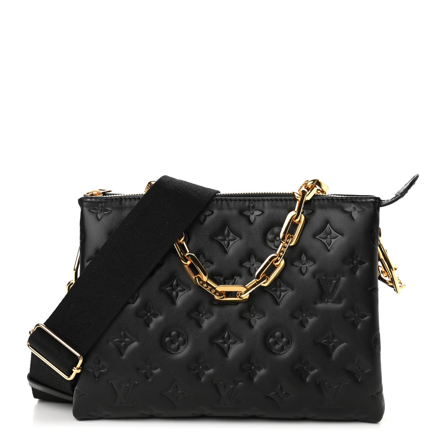 Lambskin Embossed Monogram Coussin PM Black