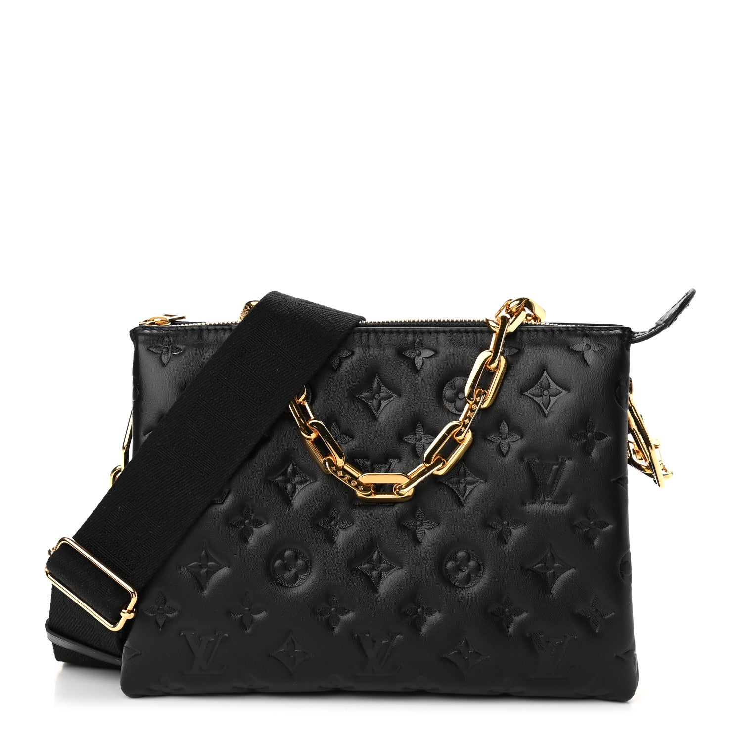 Louis Vuitton Lambskin Embossed Monogram Coussin PM Black 1 of 9
